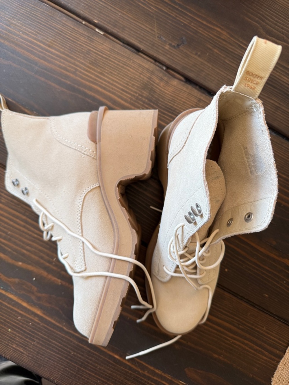 Sorel Beige Suede Lace-Up Heeled Ankle Boots